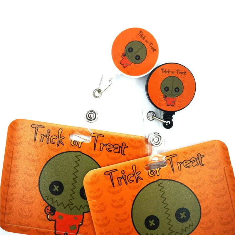 Halloween Trick R Treat Art Cartoon Anime Fashion Lanyards Bus ID Name Work Card Holder Accessories Decorations Kids Gifts