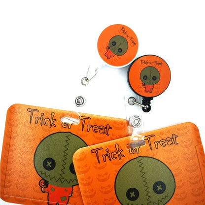 Halloween Trick R Treat Art Cartoon Anime Fashion Lanyards Bus ID Name Work Card Holder Accessories Decorations Kids Gifts