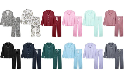 Joyaria Pajama Sets Women Long Sleeve Sleepwear Button Down Pj Pants Set Soft Bamboo Female Night Suit PJS Women Pyjamas Femmes
