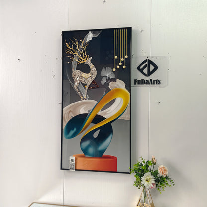 100X50CM  New Large Aluminum Alloy Frame Crystal Home Gallery Hanging Wall Decor Artwork Painting Dropshipping for Living DDP