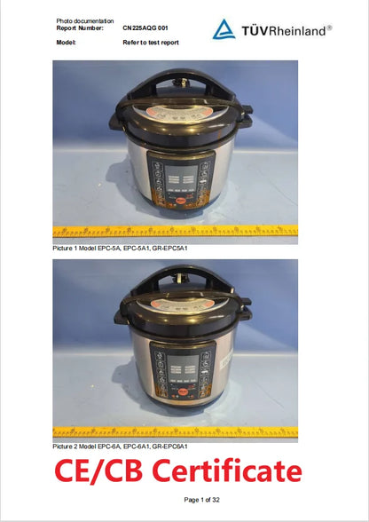 6L Electric Pressure Cooker - 22-in-1 Functions, 110-120V/60Hz, Customizable Panel, 24H Delay Timer, Dual Non-Stick Aluminum Pot