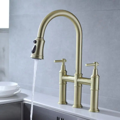 Free Drop Shipping American Bridge Kitchen Tap Ready Stock Cheap Pull-Down Faucet Brass Sink Tap With Sprayhead