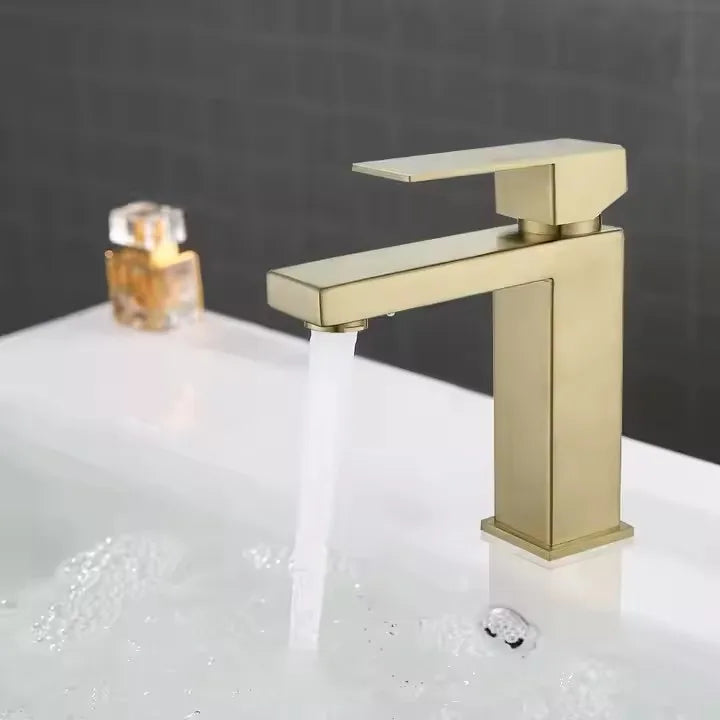 Golden Brushed Color SUS304 Stainless Steel Basin Faucet Single Lever Hand Wash Basin Faucet