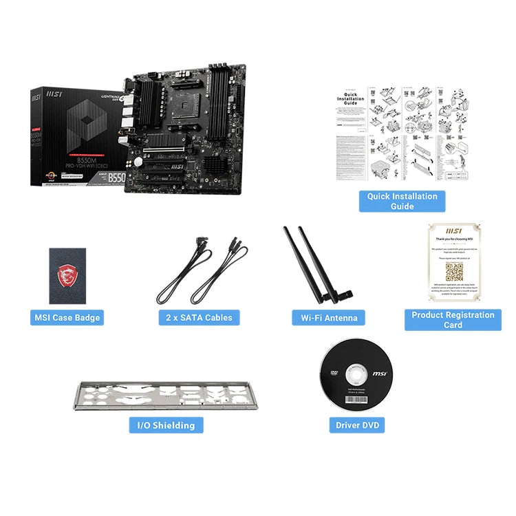 MSI B550M PRO-VDH WIFI CEC MicroATX Gaming Motherboard with B550 Chipset Support AMD Ryzen 5000 & 3000 Series Desktop Processors