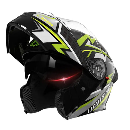 New ABS Modular Full Face Dual Visor Moto Helmet LED Tail Lights Dirt Bike Racing Casco for Men Women Motorcycles Helmets