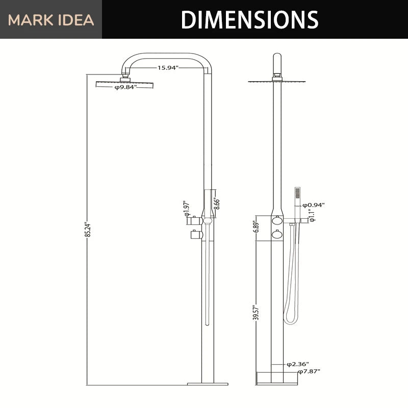 Matte Black Brass Outdoor Shower Faucet Set Freestanding Poolside Outdoor Shower Faucet Freestanding Outdoor Shower Mixer