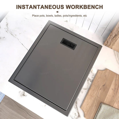 Rice Grain Emboss Stainless Steel Kitchen Sink Small Single Slot Hidden Multifunctional RV Bar Sinks With Lid Undermount Basin