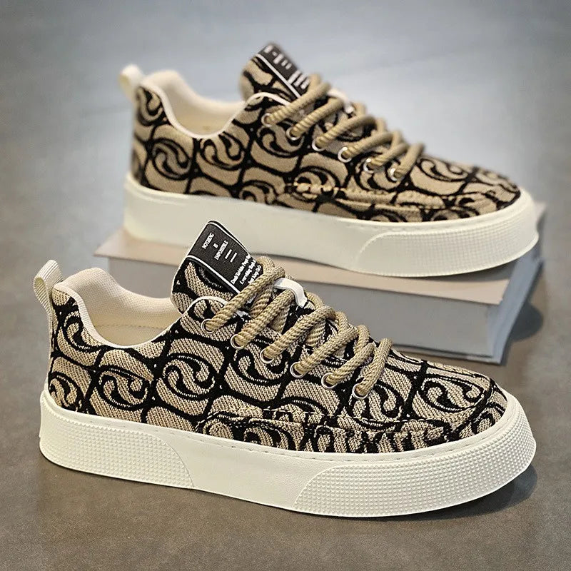 High Top Classic Canvas Shoes for Men's Breathable Flat Bottomed Men's Casual Canvas Shoes