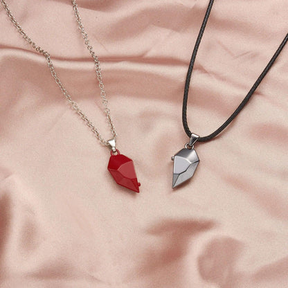 2Pcs Magnetic Heart Couple Necklace For Women Valentine's Day Sweater Chain For Best Friend Lovers Wedding Party Gift Jewelry