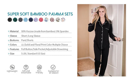 Joyaria Pajama Sets Women Long Sleeve Sleepwear Button Down Pj Pants Set Soft Bamboo Female Night Suit PJS Women Pyjamas Femmes
