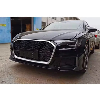 Car A6 S6 C8 4K Front Bumper Facelift RS6 Style Body Kits With Gloss Black Honeycomb for Audi A6 S6 C8 2019-2025
