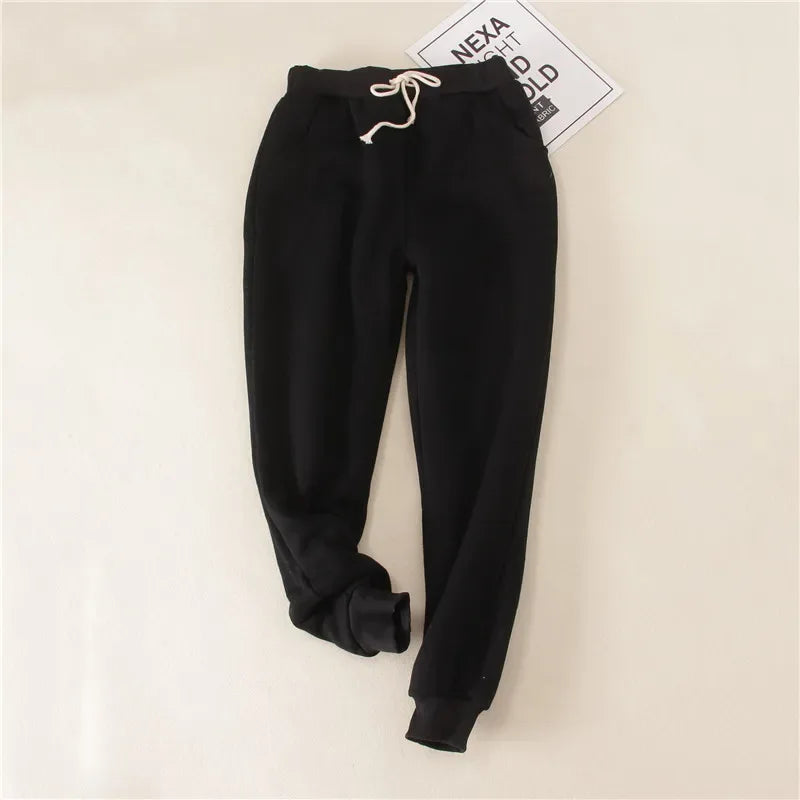 Lambskin Sweatpants Winter Women's Velvet  Autumn and Models Loose Thickening Was Thin Warm Pants