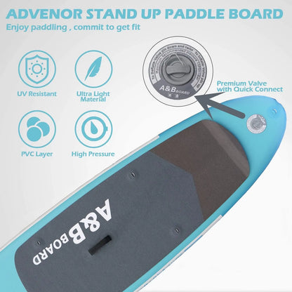 Stock AB 10'6'' Inflatable Stand Paddle Board (EVA/PVC) 130KG Capacity Pump Backpack Paddle Leash Accessories 1 Year Warranty