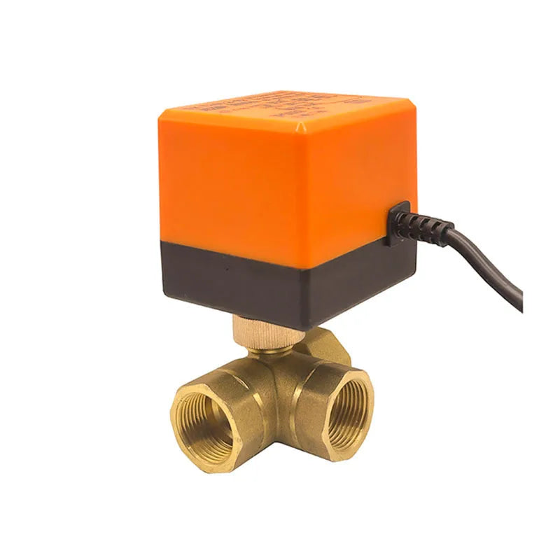 1/2'' 3/4'' Three Way Brass Motorized Ball Valve AC220V Three Wire One Control T/L Type Control Valve for Water