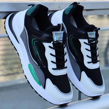 Men's Comfortable Breathable Running Shoes Light Weight Polyester Upper Material Stylish Lace-Up for Sports Leisure Walking