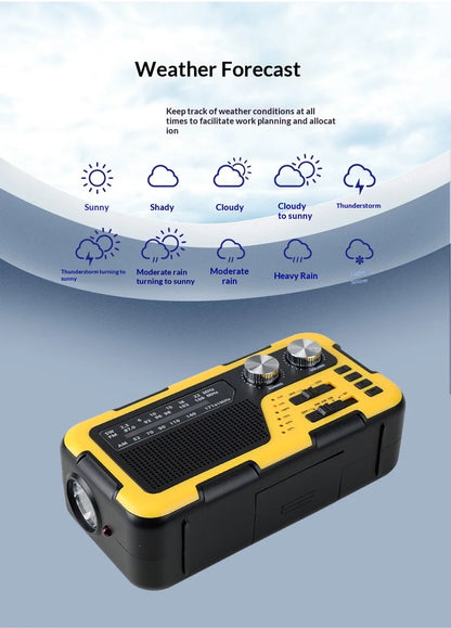 4000mAh Weather Emergency AM/FM Radio Noodradio Emergency Hand Crank Solar Charging Flashlight Survival Kit Gear Electronics