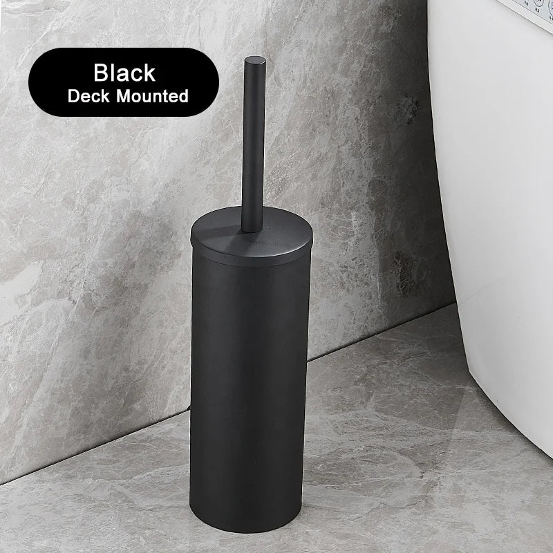Bathroom Black Gold 304 Stainless Steel Toilet Brush Set Toilet Bowl Cleaner Brush and Holder Cleaning Tool Standing