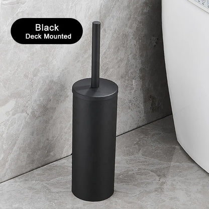 Bathroom Black Gold 304 Stainless Steel Toilet Brush Set Toilet Bowl Cleaner Brush and Holder Cleaning Tool Standing