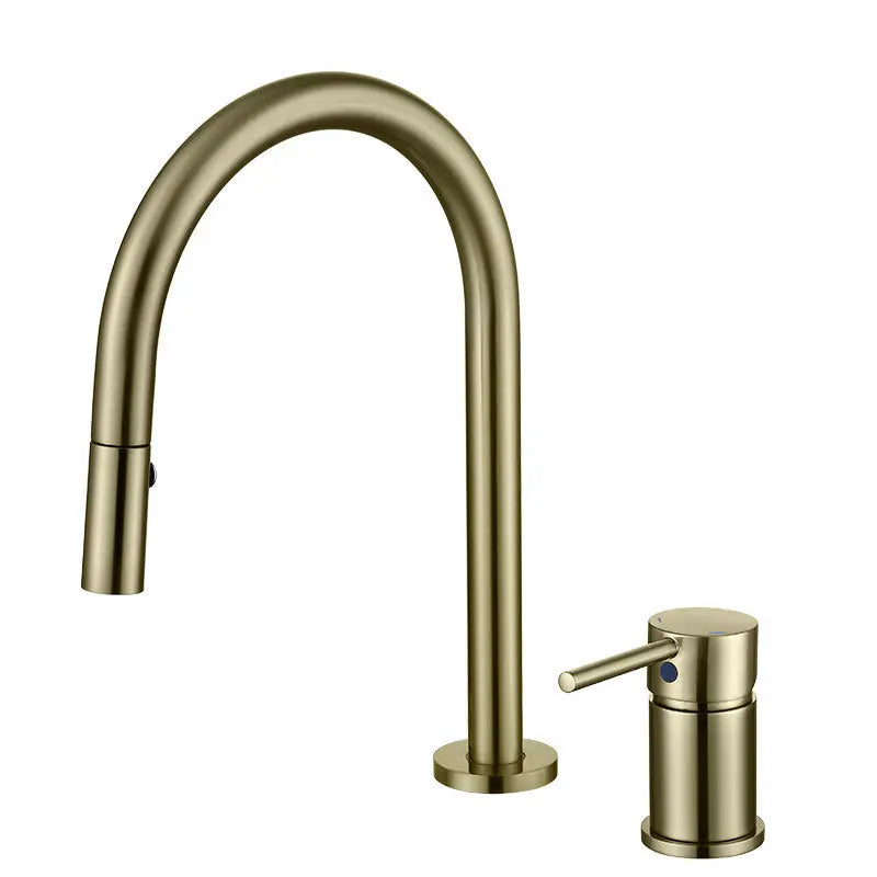 Bathroom Brushed Gold Basin Faucet Brass Pull Down Wash Sink Basin Mixer Tap Faucet