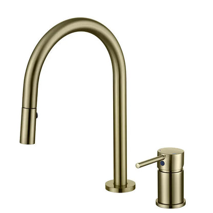 Bathroom Brushed Gold Basin Faucet Brass Pull Down Wash Sink Basin Mixer Tap Faucet