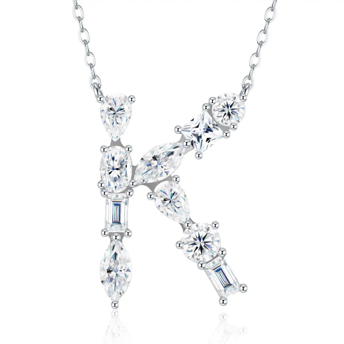 Pass Diamond Tester Letter C Multi Cut VVS Moissanite Necklace 925 Silver Platinum Plated Elegant Fine Jewelry Necklace