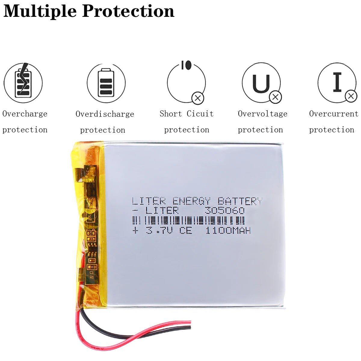 High Quality  305060 1100mah  3.7v Rechargeable Lithium-ion Battery
