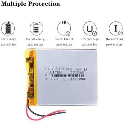 High Quality  305060 1100mah  3.7v Rechargeable Lithium-ion Battery
