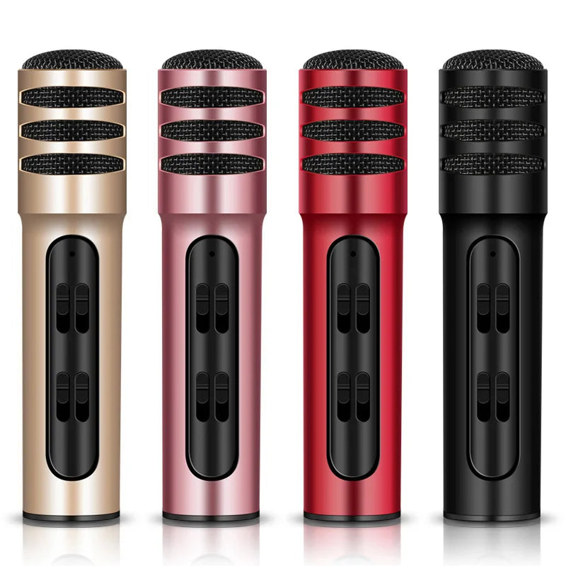 FREE Sample Professional BGN-C7 Dual Mobile Phone Karaoke Live Singing Microphone Built-in Sound Card Condenser Microphones
