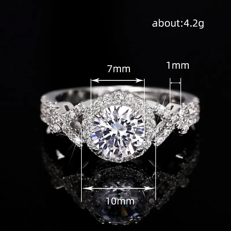Q525 Women's White Gold Diamond Engagement Ring Round Brilliant Cut Natural G Color Halo Design