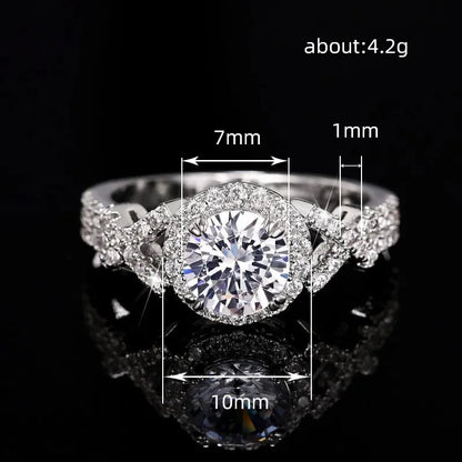 Q525 Women's White Gold Diamond Engagement Ring Round Brilliant Cut Natural G Color Halo Design