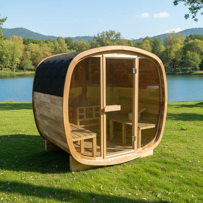 Hot Sale High-end Outdoor Cube Sauna Red Cedar Sauna Room Wooden Traditional Sauna Room for 4 Person