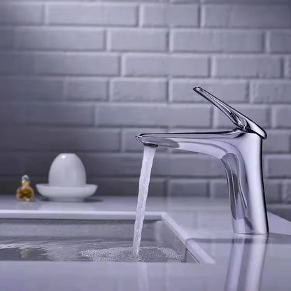Latest Design Brass Single Hole Deck Hot Cold Water Bathroom Cabinet Washbasin Tap Featuring Ceramic Valve 5 Year Warranty