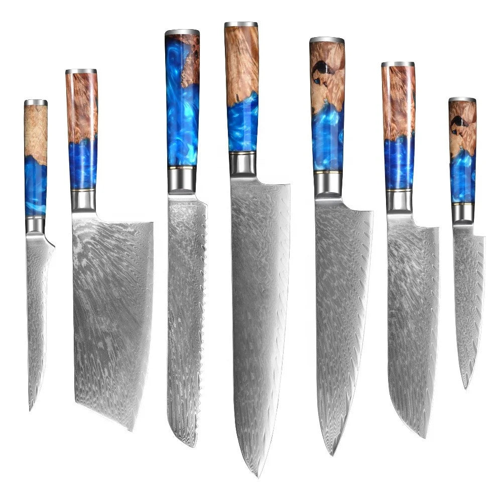 VG 10 Damascus Steel Kitchen Knife Set Household Knife Professional Chef's Knife With Stable Wooden Handle