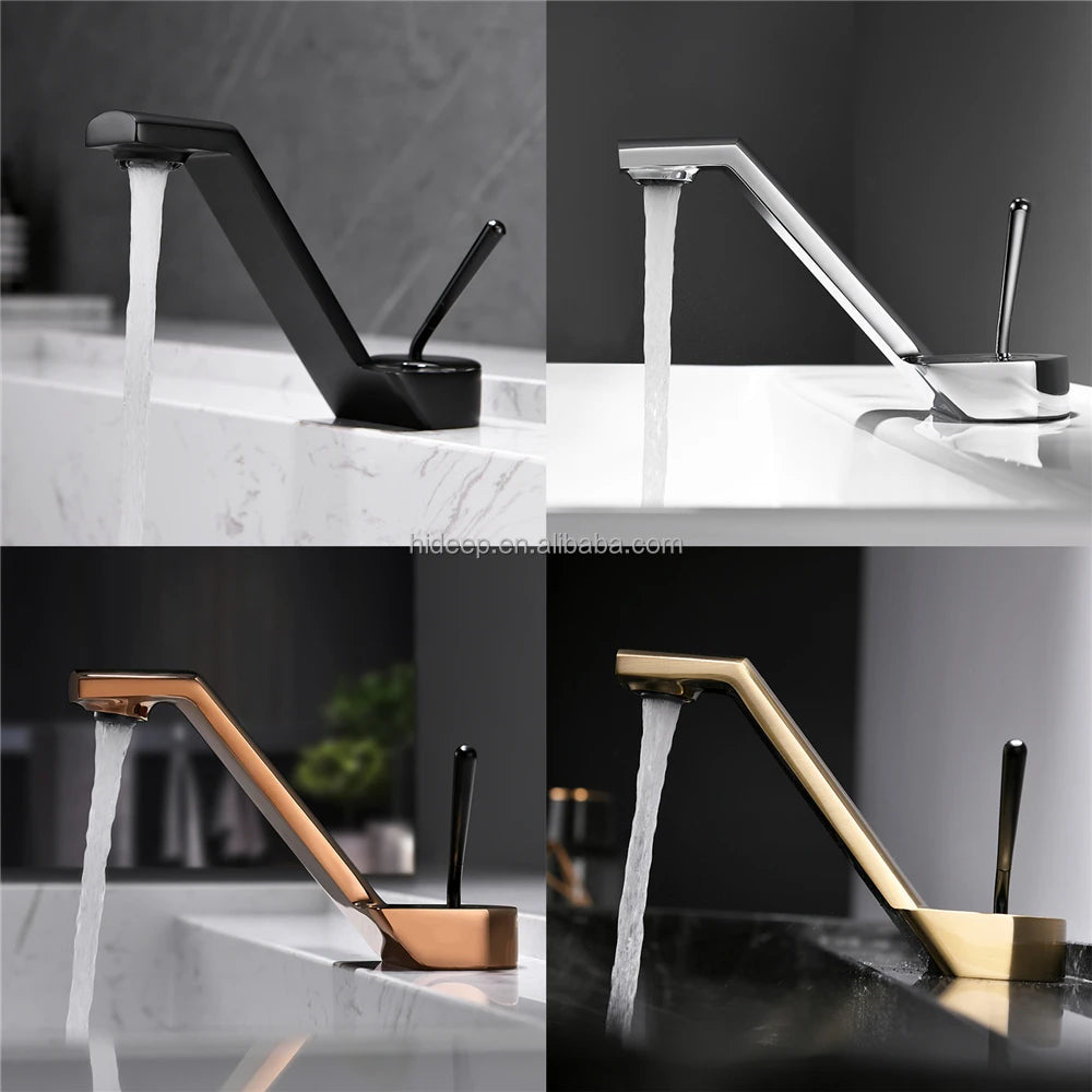 HIDEEP Brass Chrome/Black/Gold/Gray Modern Single Handle Single Hole Wall-Mounted Metered Bathroom Hot Cold Water Wash Faucet
