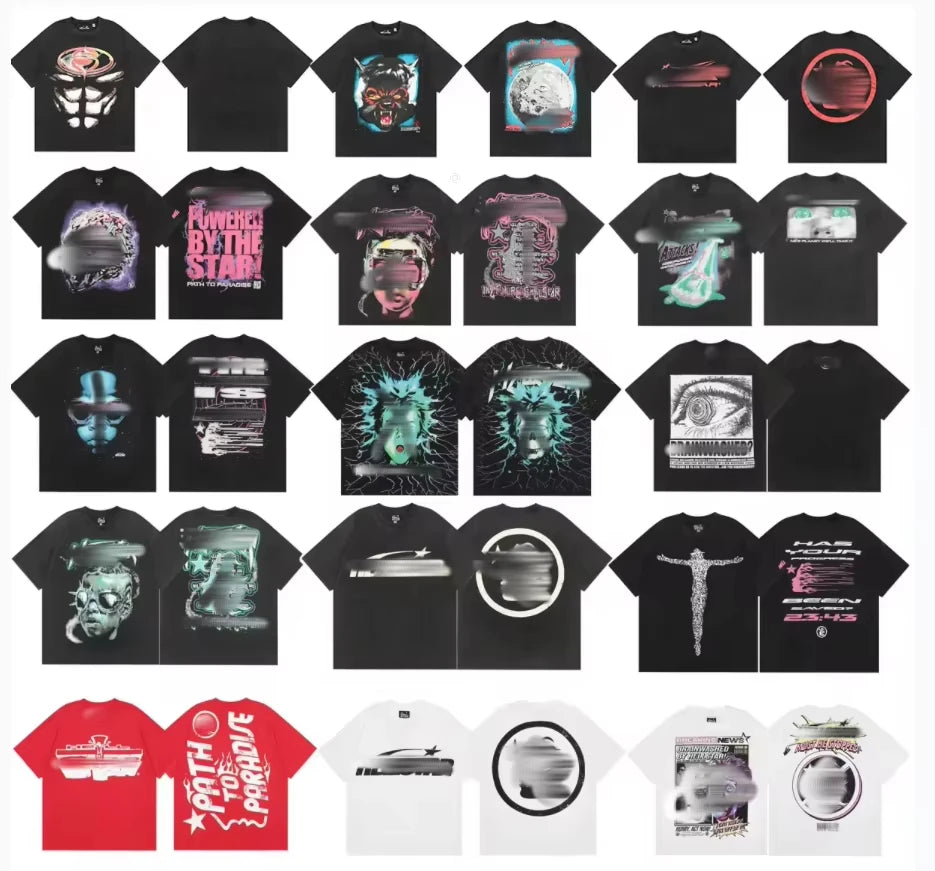 Factory Direct Sale Trend Hell and Star NFC Series Printed Cotton Men's and Women's Loose Short Sleeve Casual Summer T