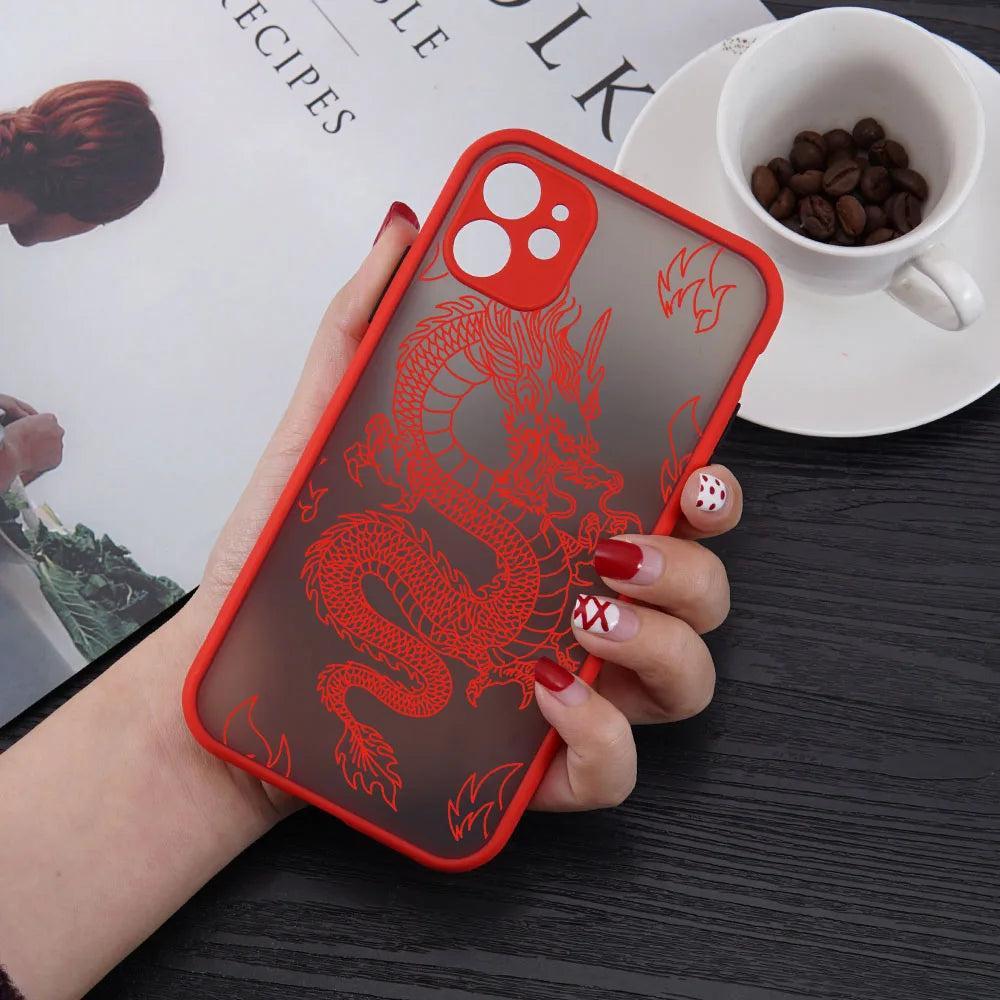 Fashion Purple Dragon Animal Pattern Phone Case For iPhone 16 15 14 13 12 11 Pro Max Mini SE 7 8 Plus Cover Glossy Hard Coque