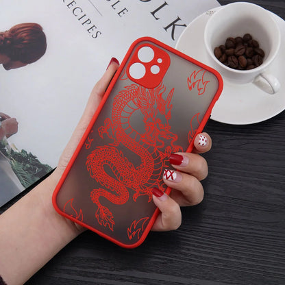 Fashion Purple Dragon Animal Pattern Phone Case For iPhone 16 15 14 13 12 11 Pro Max Mini SE 7 8 Plus Cover Glossy Hard Coque