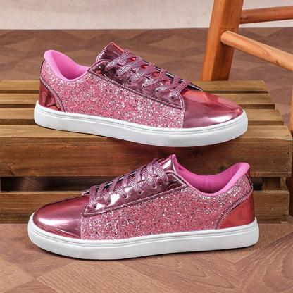 New Hot Product Brand Trendy Sneakers From Vietnam Lace-up Glitter Bling Party Shoes for Girls Teenage Chunky Shoe 2025 Brand