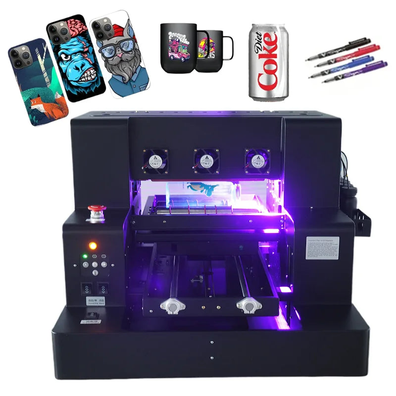 A3 A4 UV Flatbed Printer Machine Digital Mini Multi Color Inkjet UV Printer for Phone Case Single Pass UV Printer
