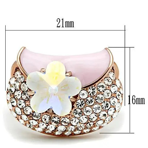 AJ GL220-High-Grade Brass Cluster Ring with Clear Crystal Inlay Rose Gold (Ion Plating) for Men/Women Fashionable Stylish Ring