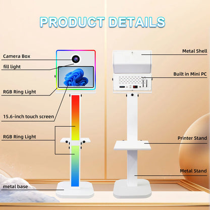 Passport Photo Booth Machine Selfie With 15.6 Inch Touch Screen DSLR Photo Booth Shell Compatible Camera Photobooth Box