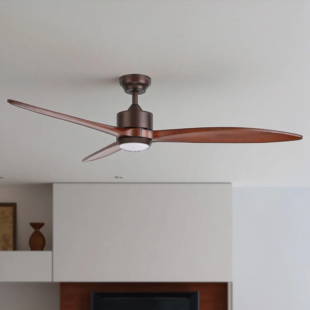 US Local Spot High Quality Solid Wood 3-Leaved Ceiling Fan with DC Motor Electric Remote Control for Household Hotel Use US Plug