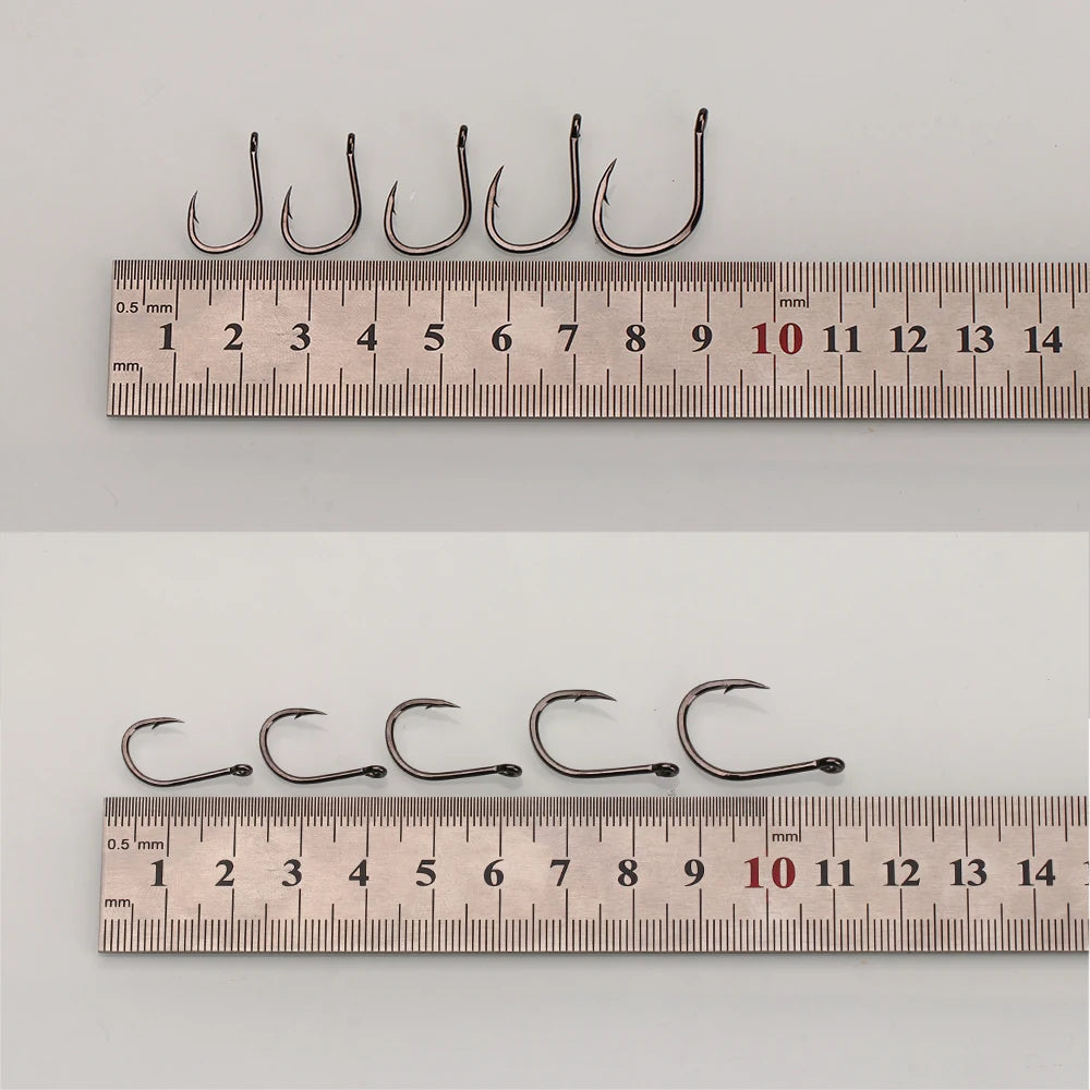 11#-15# Sea Fishing Single Hooks Pipe Hook Handle Short Shank Offset Tip Forged Carbon Steel Black Nickel Barbed Single Hook