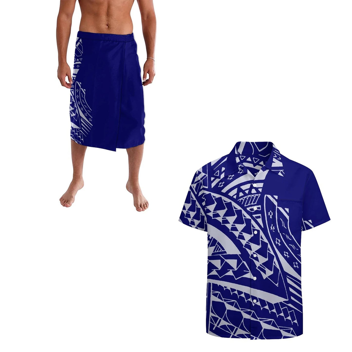 Hot Sale Hawaii Flower Print Summer Aloha Shirts Men Quick Dry Short Sleeve Custom Lavalava Ie Faitaga Men Beach Swimsuit Sarong
