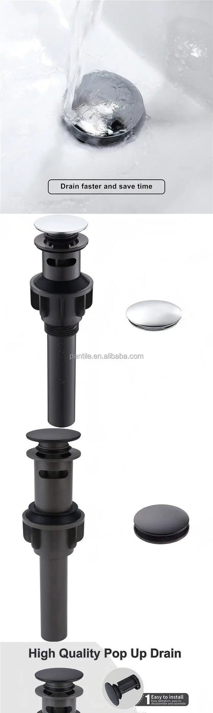 Luxury Plastic Pop up Basin Drain with Chrome Plated Finish Threaded Connection for Modern Bathroom Hotel Use Easy to Clean