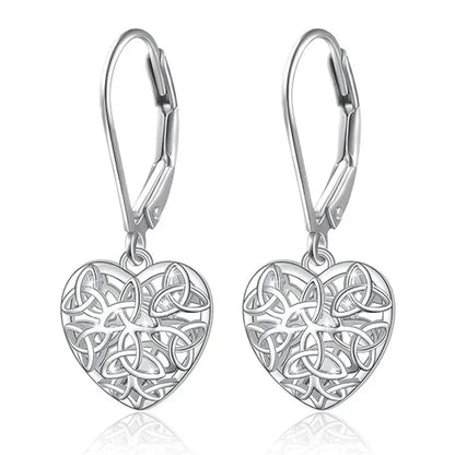 Tibetan Silver Heart Drop Earrings for Women Romantic Alloy Jewelry Gift Fashion White Gold Color