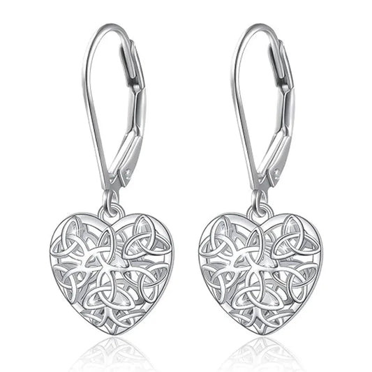 Tibetan Silver Heart Drop Earrings for Women Romantic Alloy Jewelry Gift Fashion White Gold Color by PDG ibma