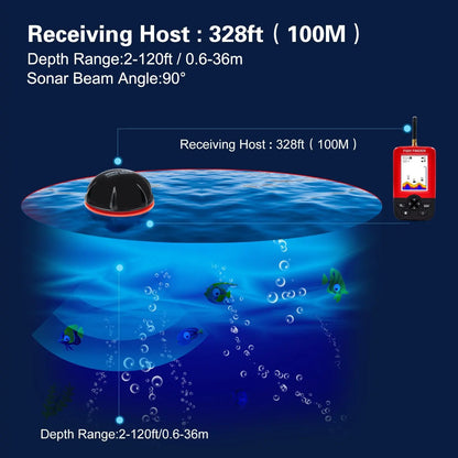 Wireless Sonar Underwater Visual HD Fishing Finder Detector Ultrasonic  Fish Finder LCD Display 100m Width and 40m Depth