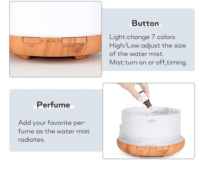 Air Humidifier Essential Oil Diffuser 300ML 500ML 1000ML With Lights Remote Control Ultrasound Electric Aromatherapy Diffuser