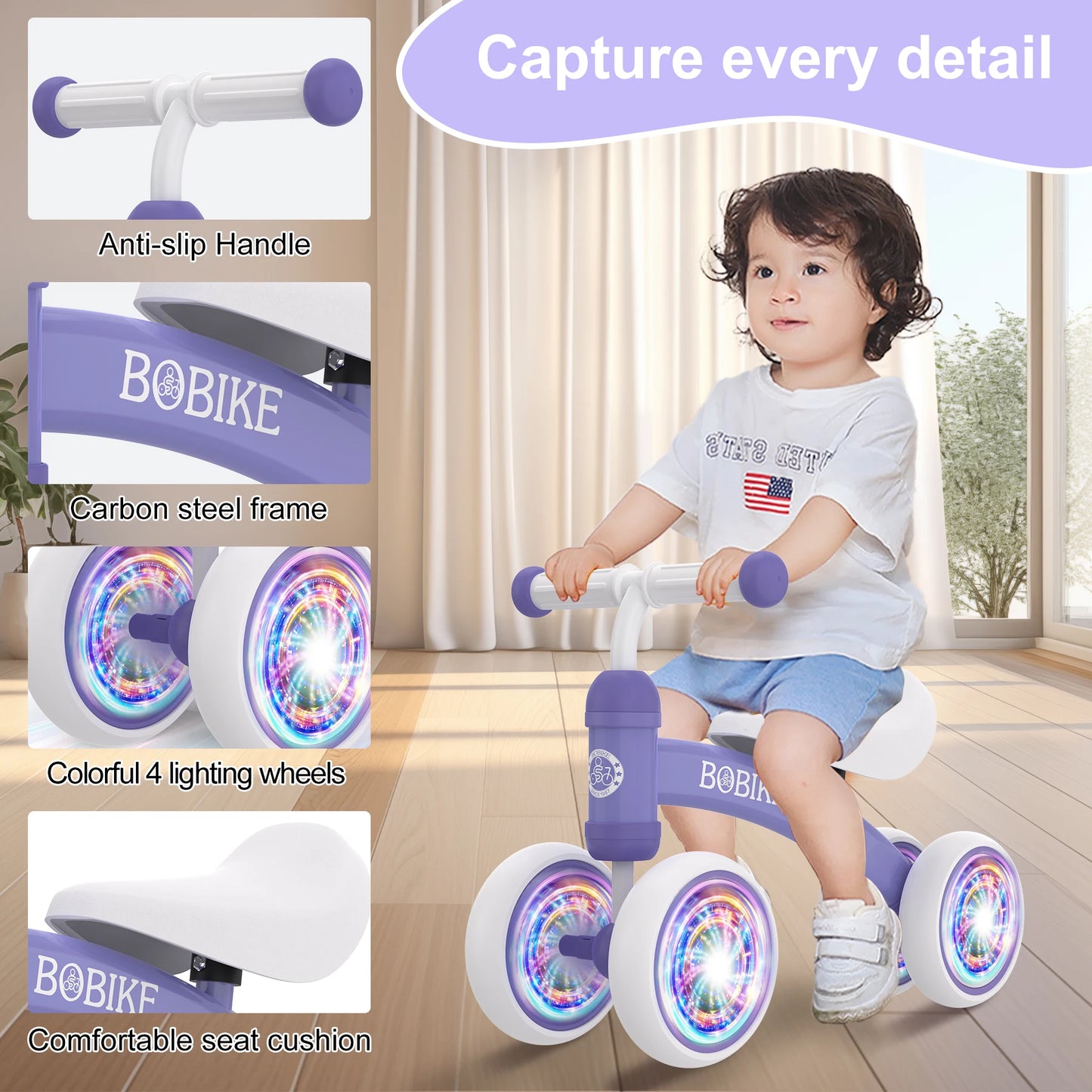 Baby Balance Bike Toys for 12-36 Months Kids Toy Boy and Girls Gifts Toddler Best First Birthday Gift  (Purple)